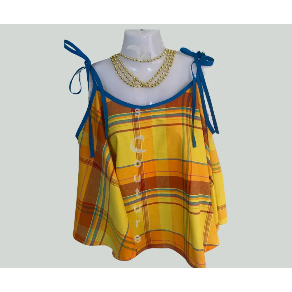 Madras String Tops Sunny Skies / OSFM top